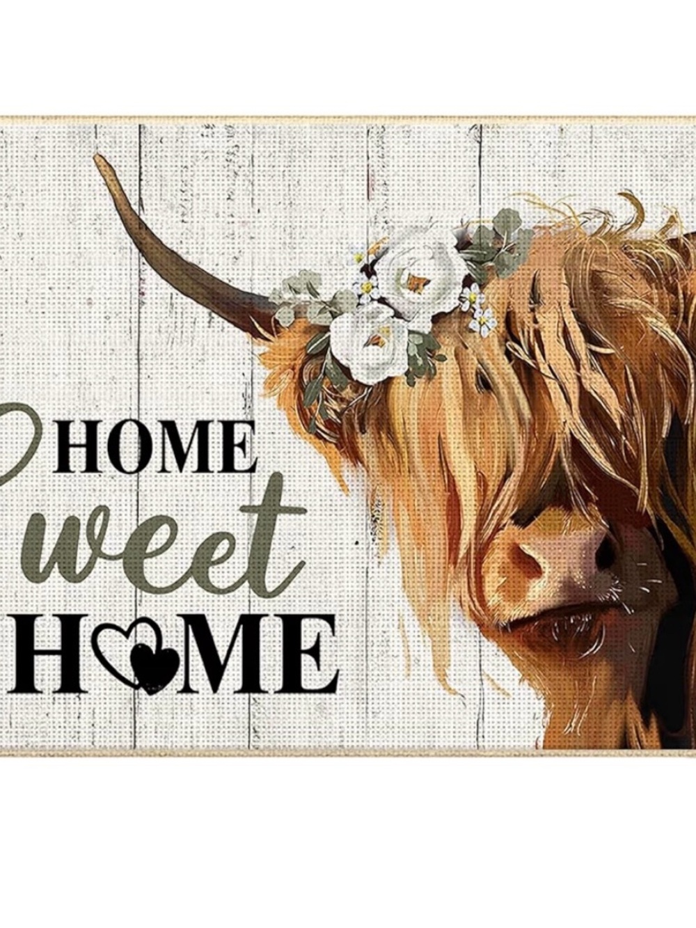 Home Sweet Home Door mat Highland Cow Floral